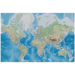 World Map Fotomurale - Mappa dei rilievi murale -...