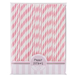 Pink Paper Party Straws