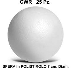 25 SFERA POLISTIROLO, PALLINA diametro 7 cm