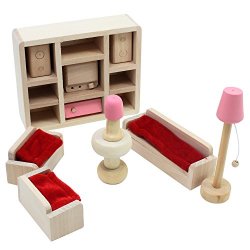 KEESIN Mini casa di legno mobili rosa gioco di...
