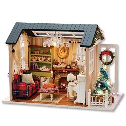 CUTEBEE mini Dollhouse di legno con mobili fai da...