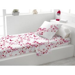 Set per letto singolo in cotone HIRONDELLE rosa