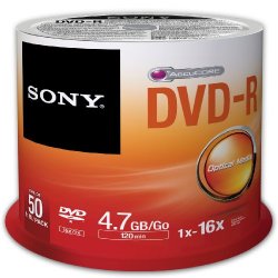 50 DVD-R vergini Sony 4,7 GB 120 minuti in campana