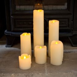 Set di 6 candele pilastro LED in vera cera a...